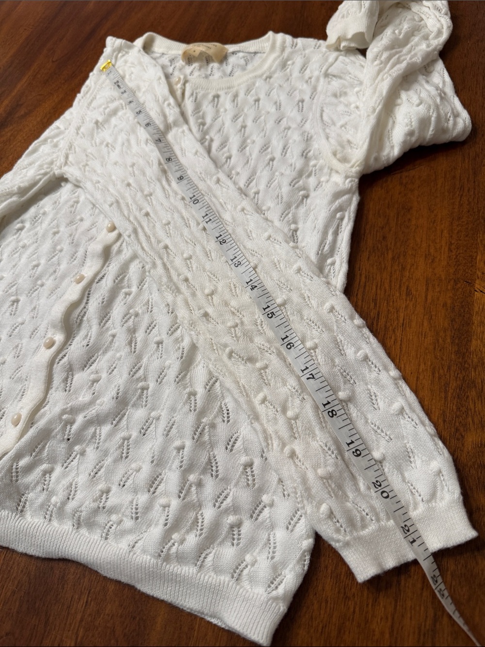 Sezane Openwork Knit Pearl-Button Cardigan - Picture 5 of 7